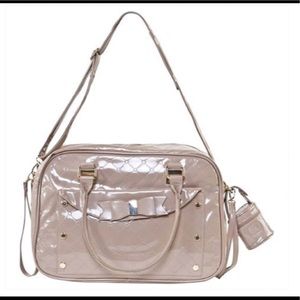 Nude patent leather diaper bag